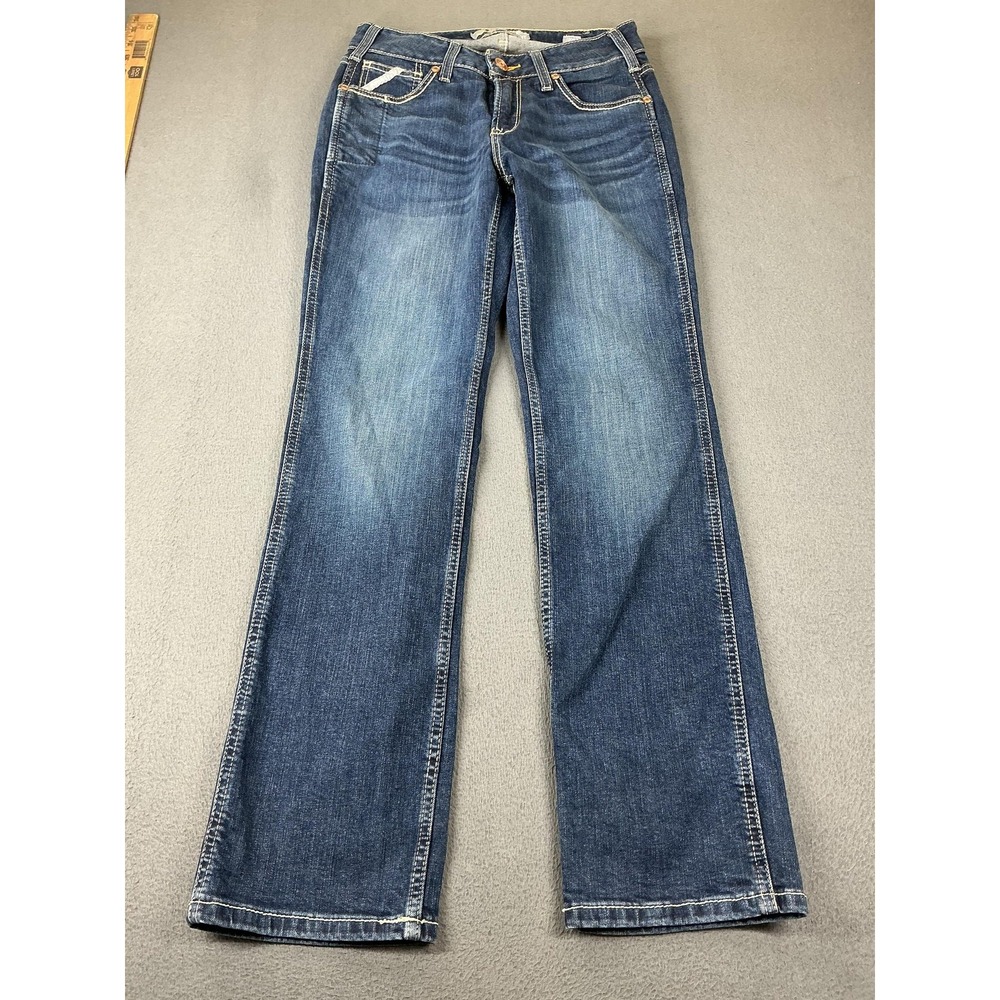 Ariat Jeans Womens 27 Blue Straight Perfect Rise Rebar Mid Denim 32 Inseam